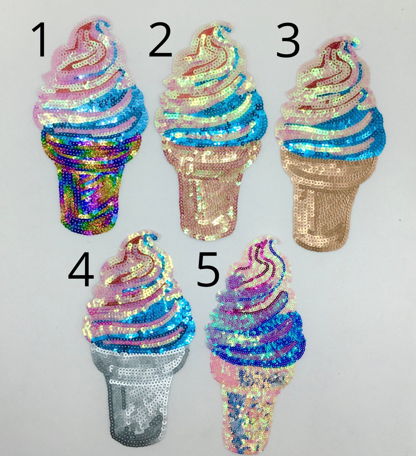 Sequin Ice Cream Patches - Ships from USA