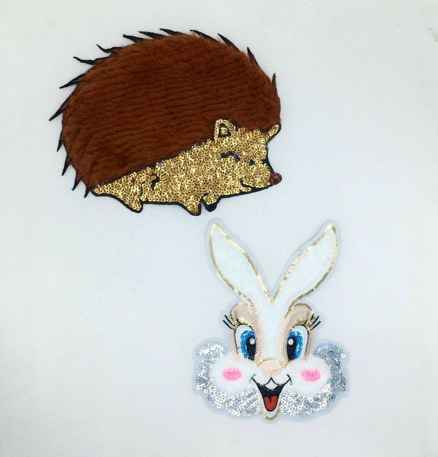 Sequin Fuzzy Hedgehog and Bunny Patches - Ships from USA
