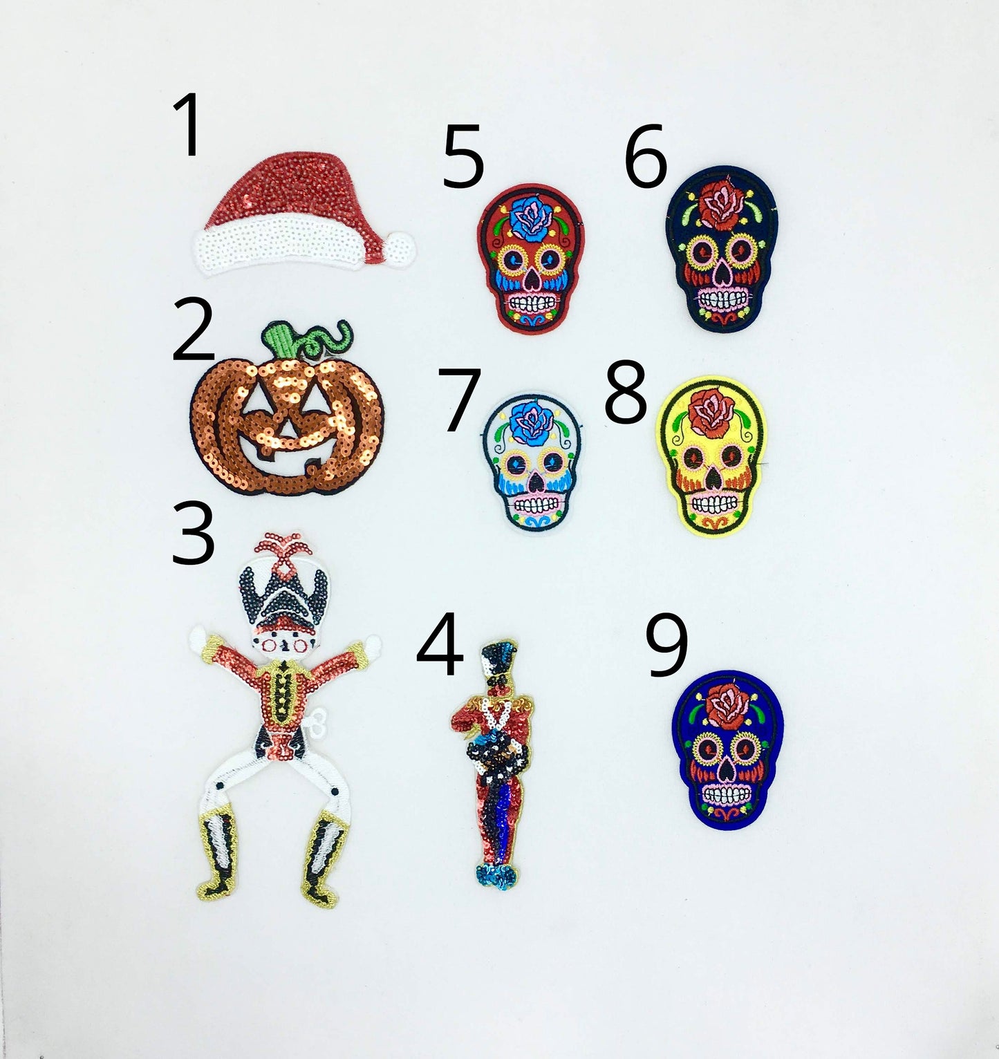 Sequin and Embroidery Holiday Mini Patches - Ships from USA