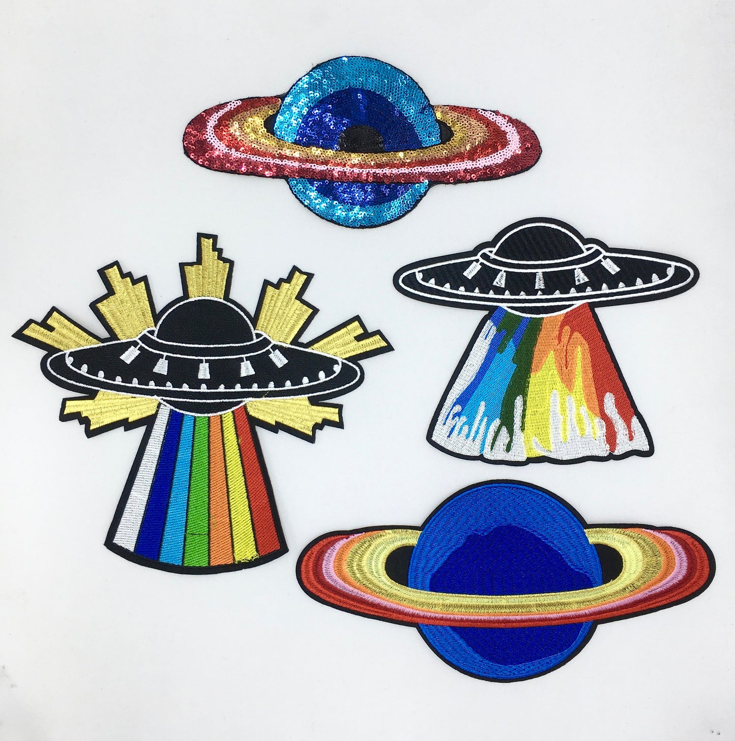 Sequin and Embroidery Rainbow Planet Patches - Ships from USA