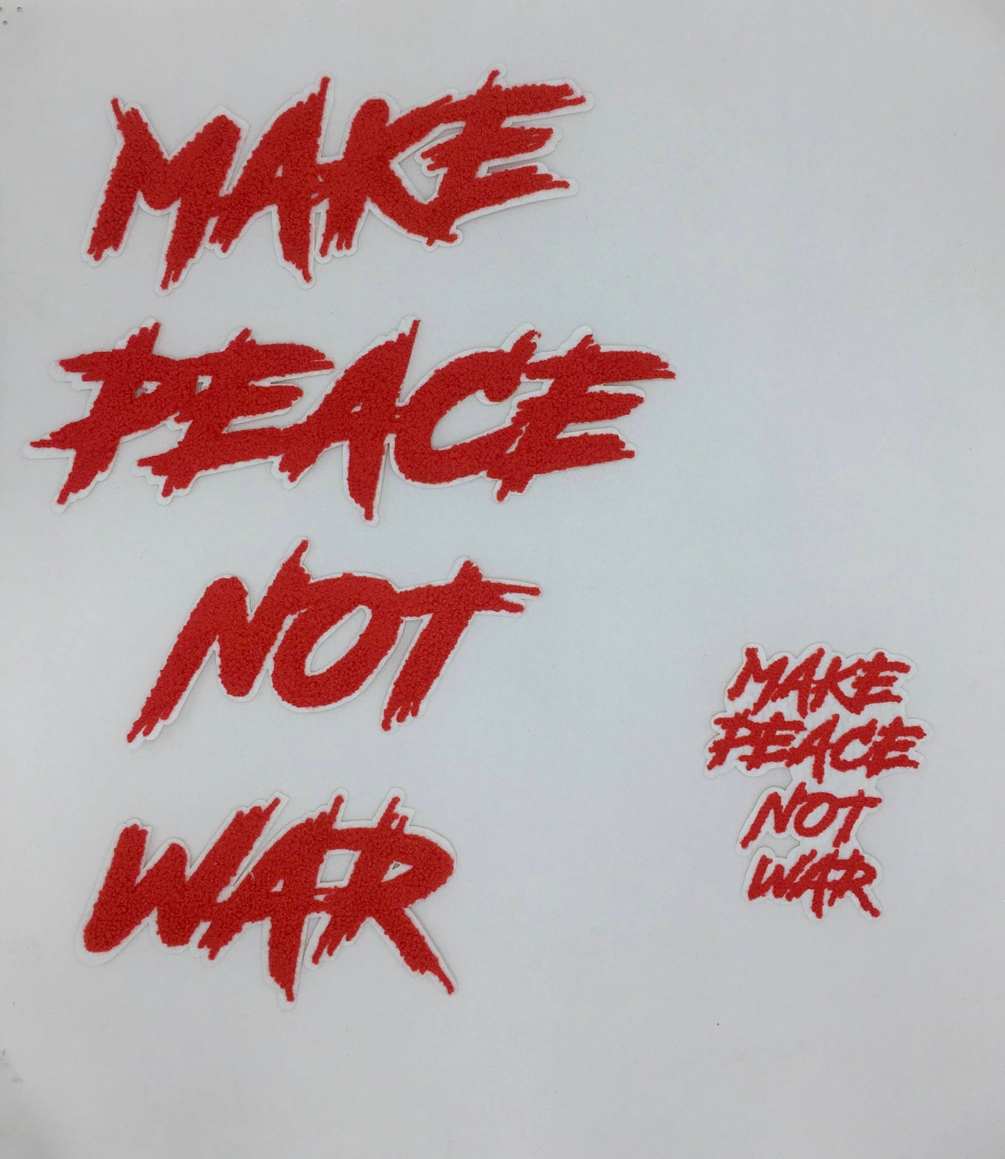 Chenille Red Make Peace Not War Patches - Ships from USA