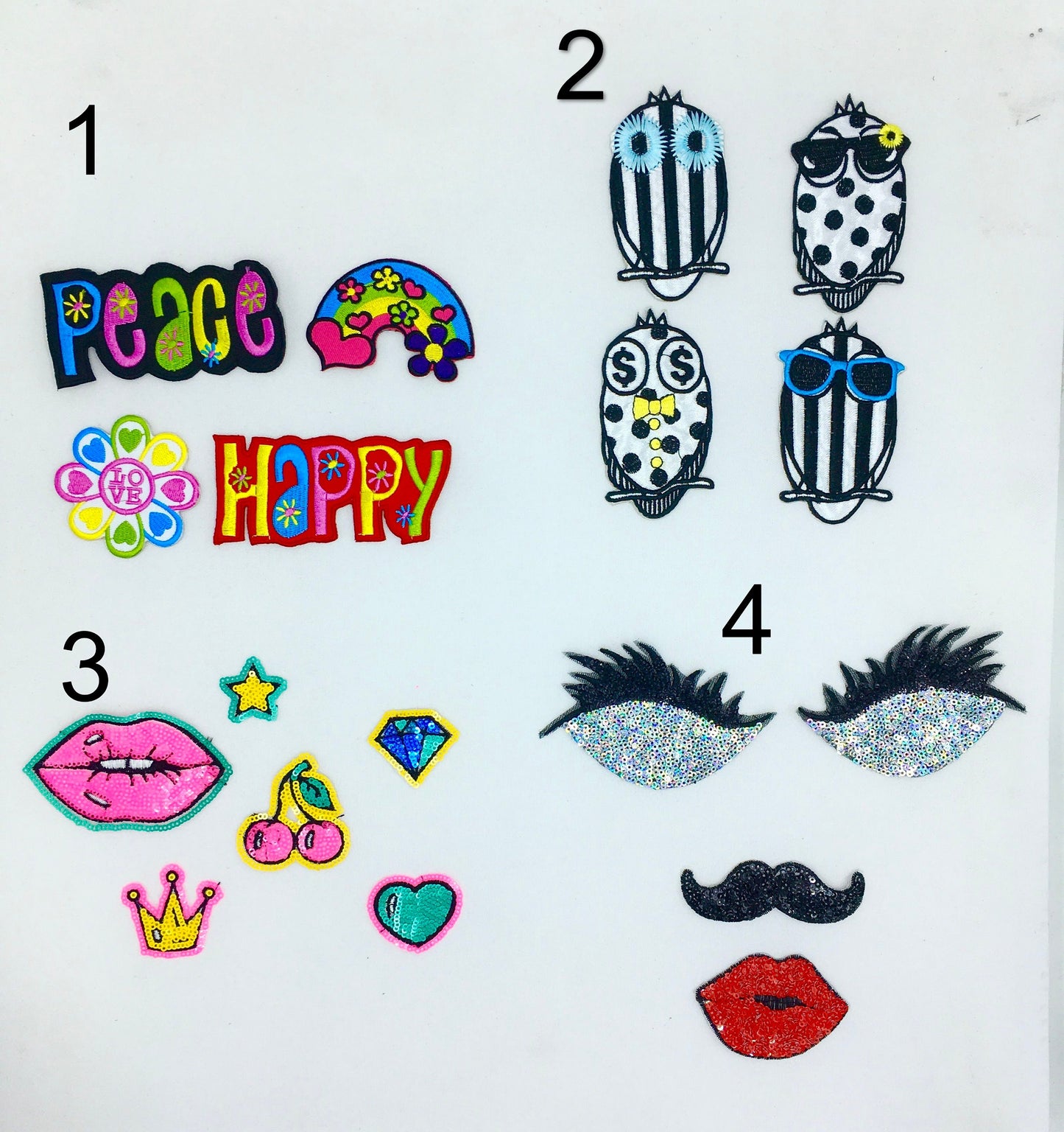 Sequin and Embroidery Mini Patches Set - Ships from USA