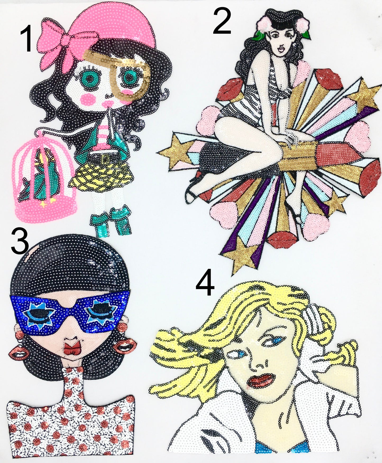 Sequin Cartoon Girls Patches - Ships from USA