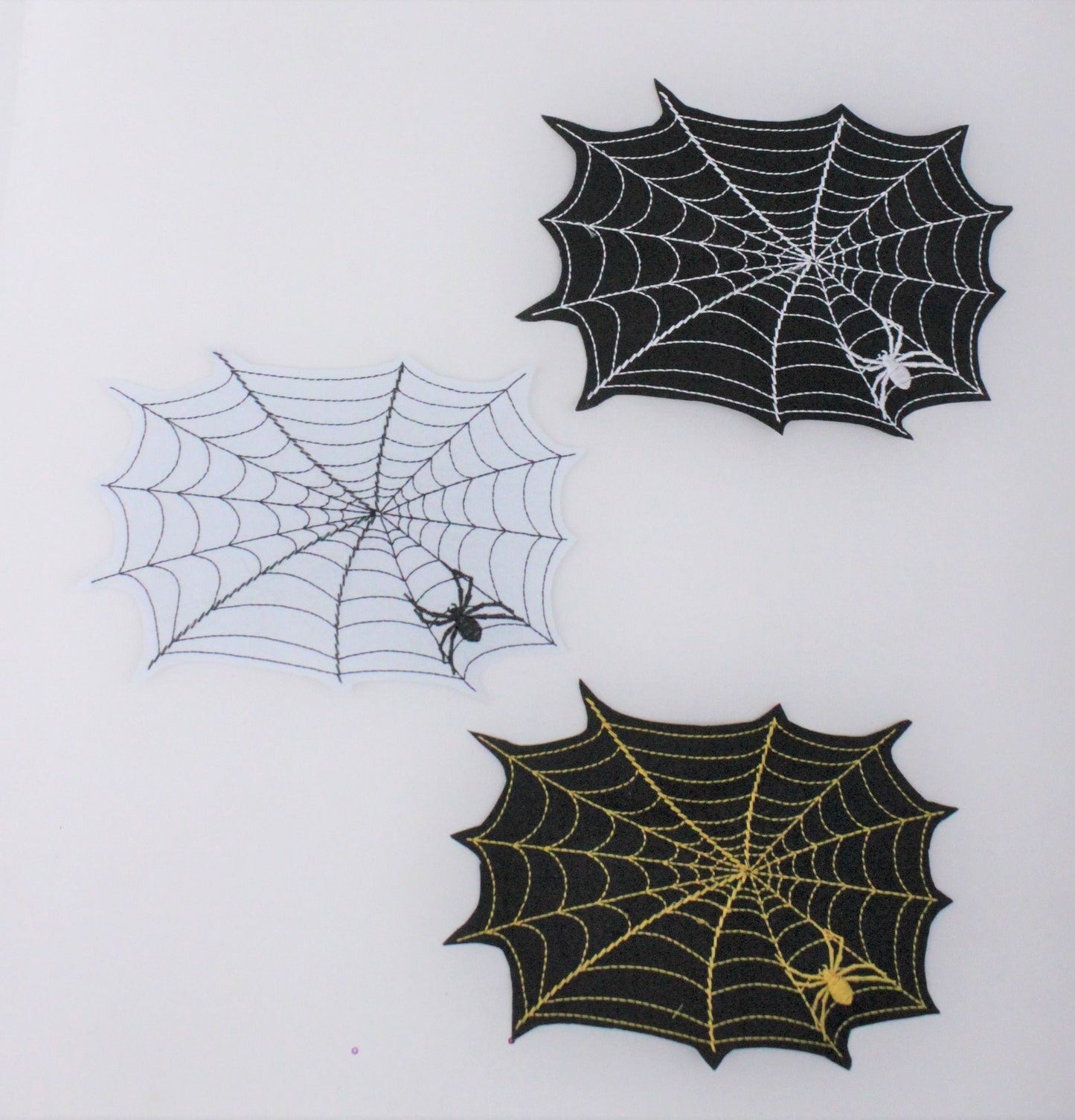 Embroidery Black, Gold and White Spider in Spider Web Patches for Halloween - Ships from USA