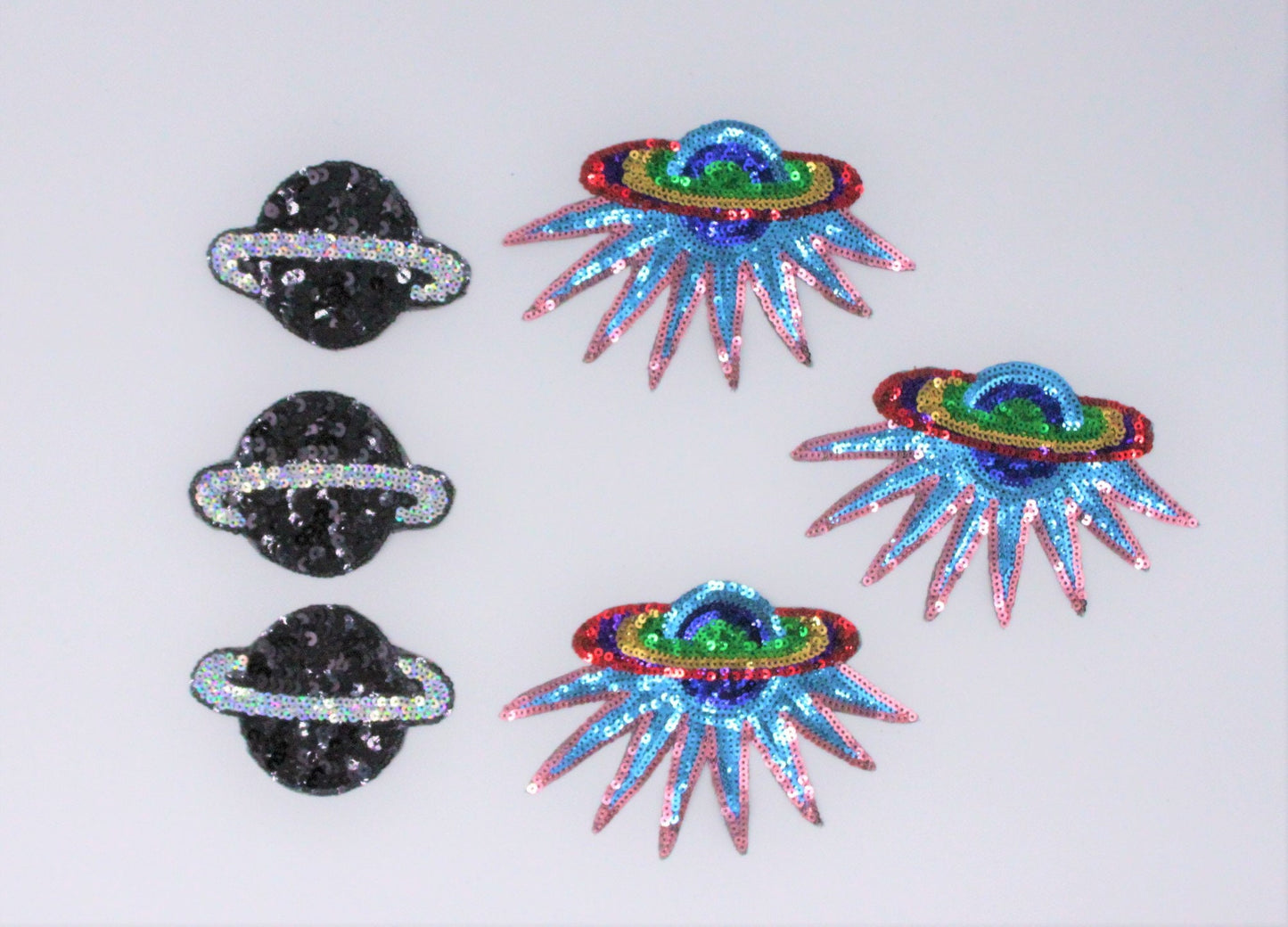 Set of 3 Sequin Planet Patches - Ships from USA
