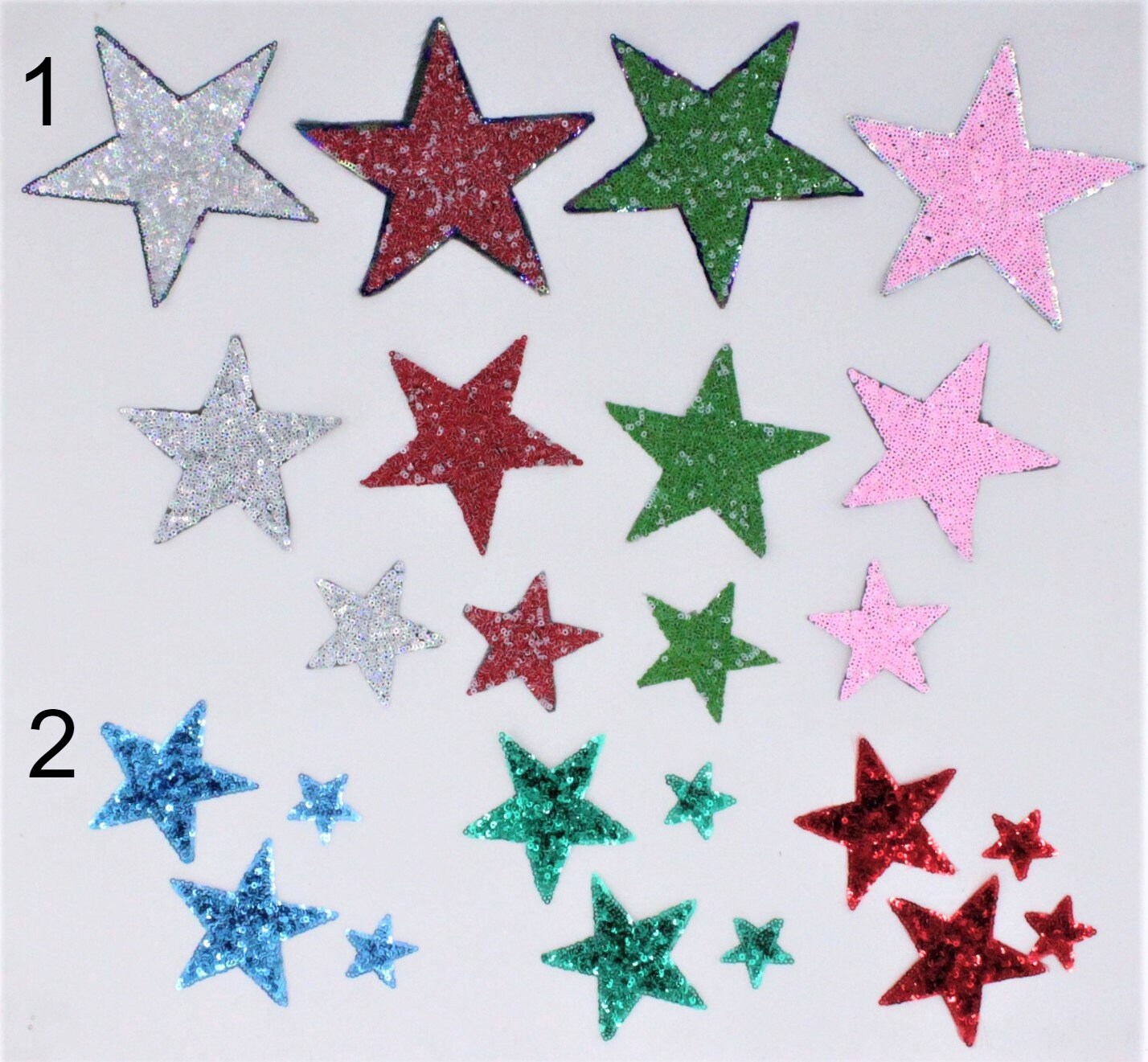 Various Textured Sequin Stars Patches - Ships from USA