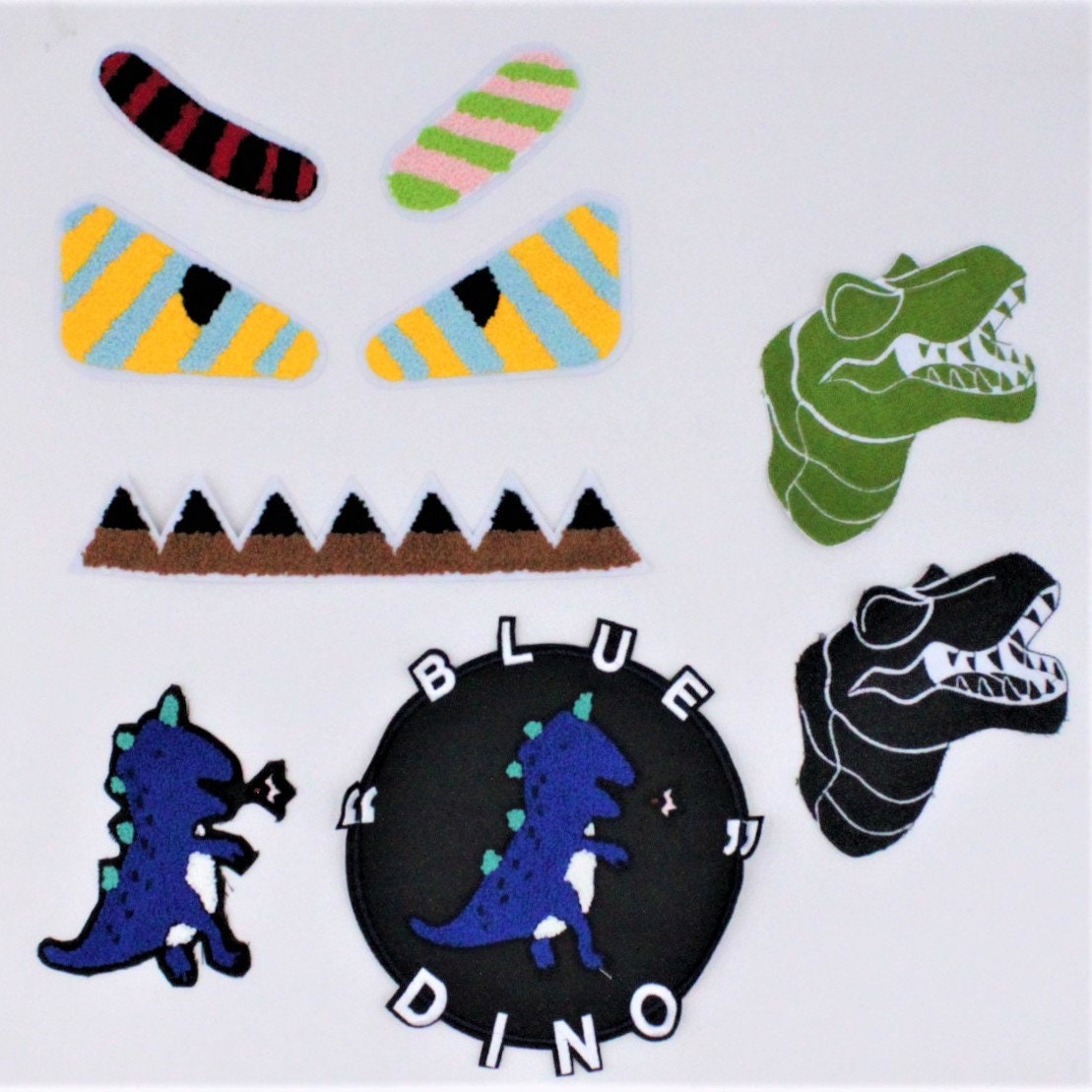 Chenille and Embroidery Patch: Colorful Patches Mad Face and Dinosaurs - Ships from USA
