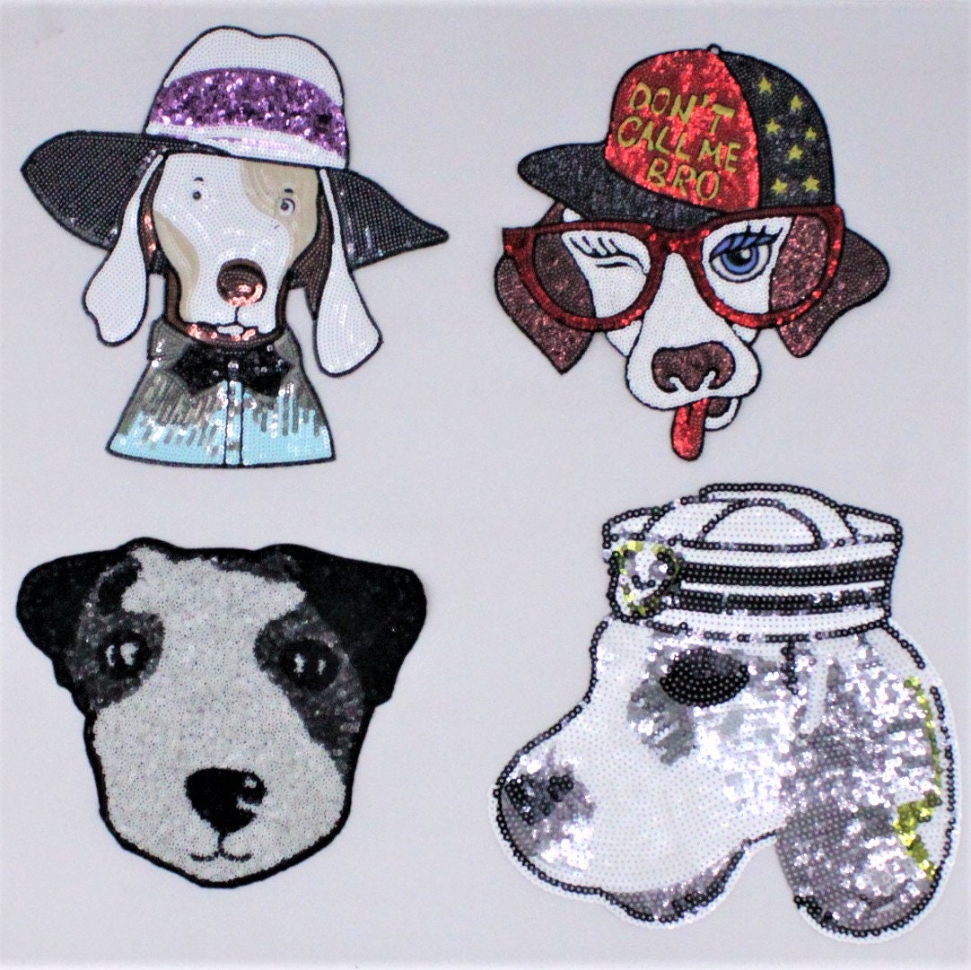 Sequin and Embroidery Fancy Dog Patches - Ships from USA