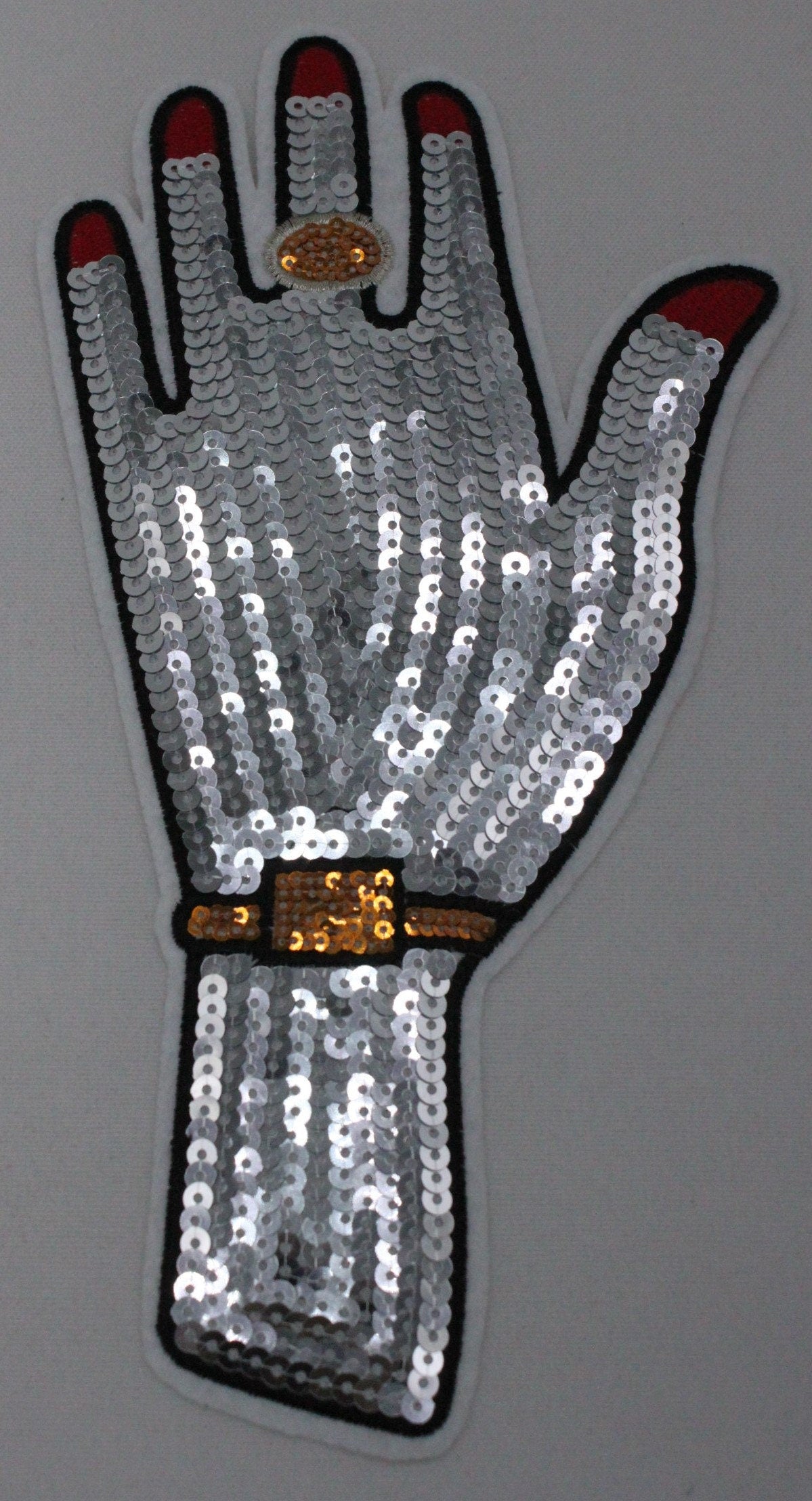 Gold/Silver Adorned Hand: Sequin and Embroidery Patch