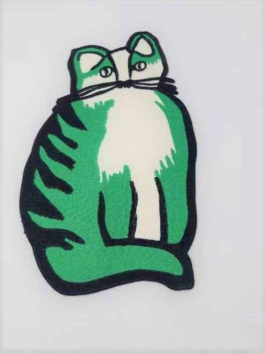 Embroidery Fancy Green Cat Patch - Ships from USA