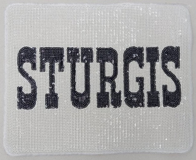 Black and White STURGIS Sequin Patch- Ships from USA