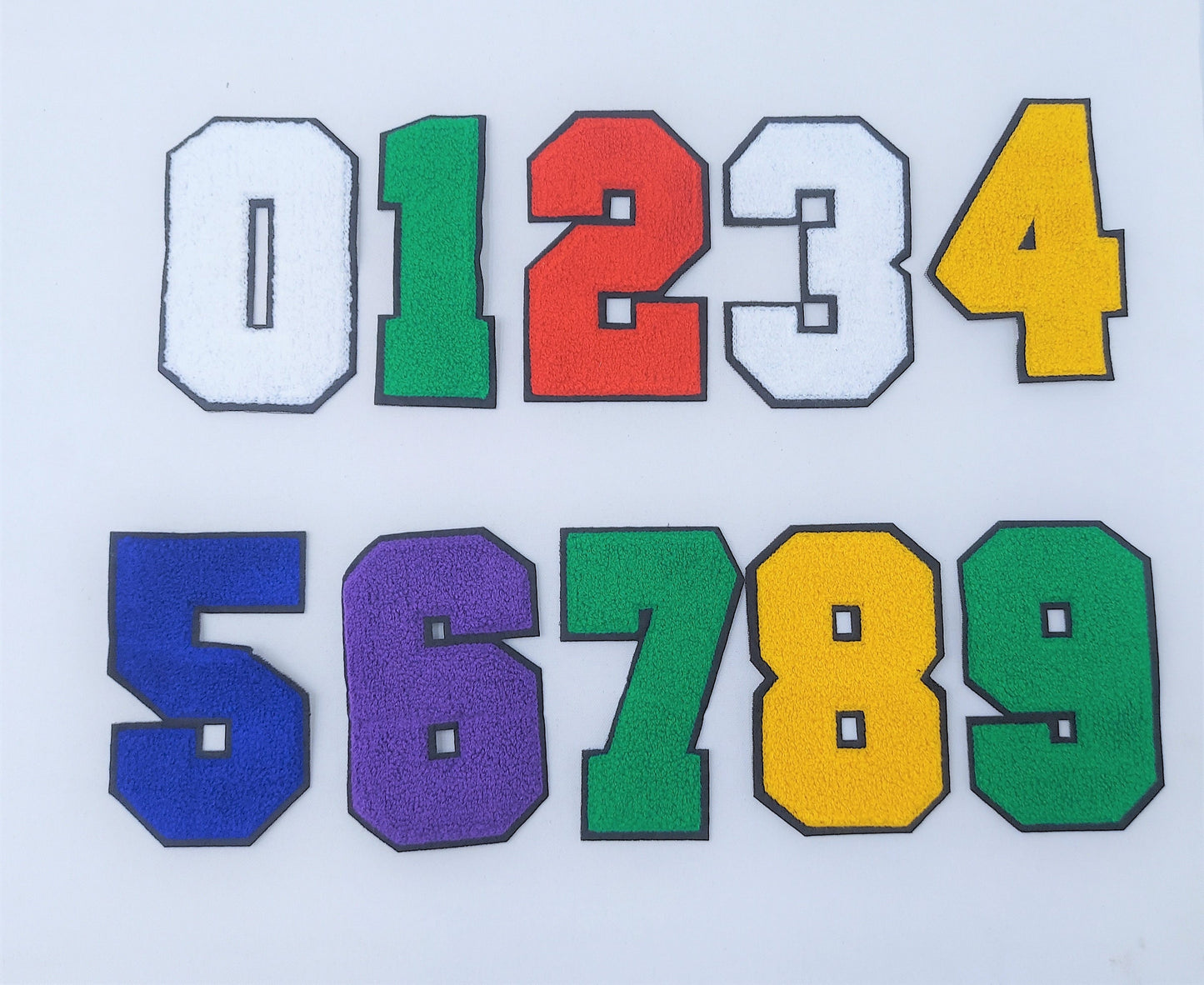 5 Inch Chenille Number w/ Black Background: Pick Your Number/ Color