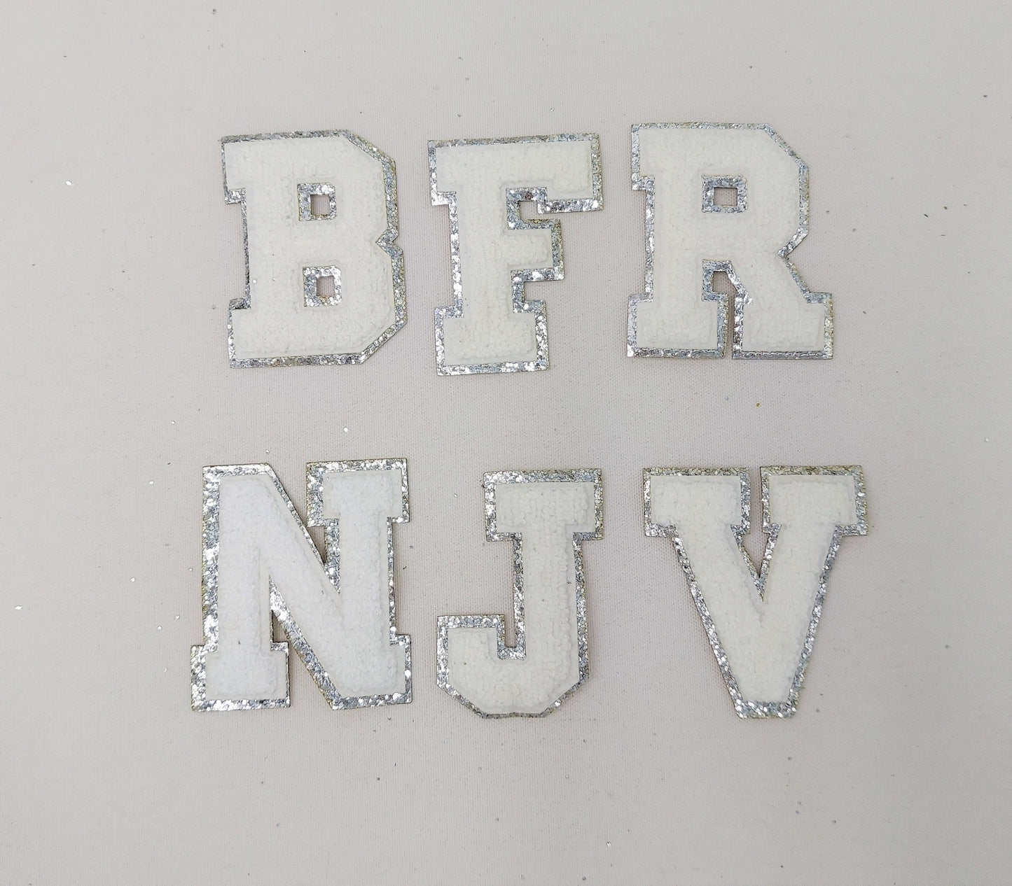 2 Inch Chenille Letter with Silver Glitter Border: Pick Your Letter/ Color