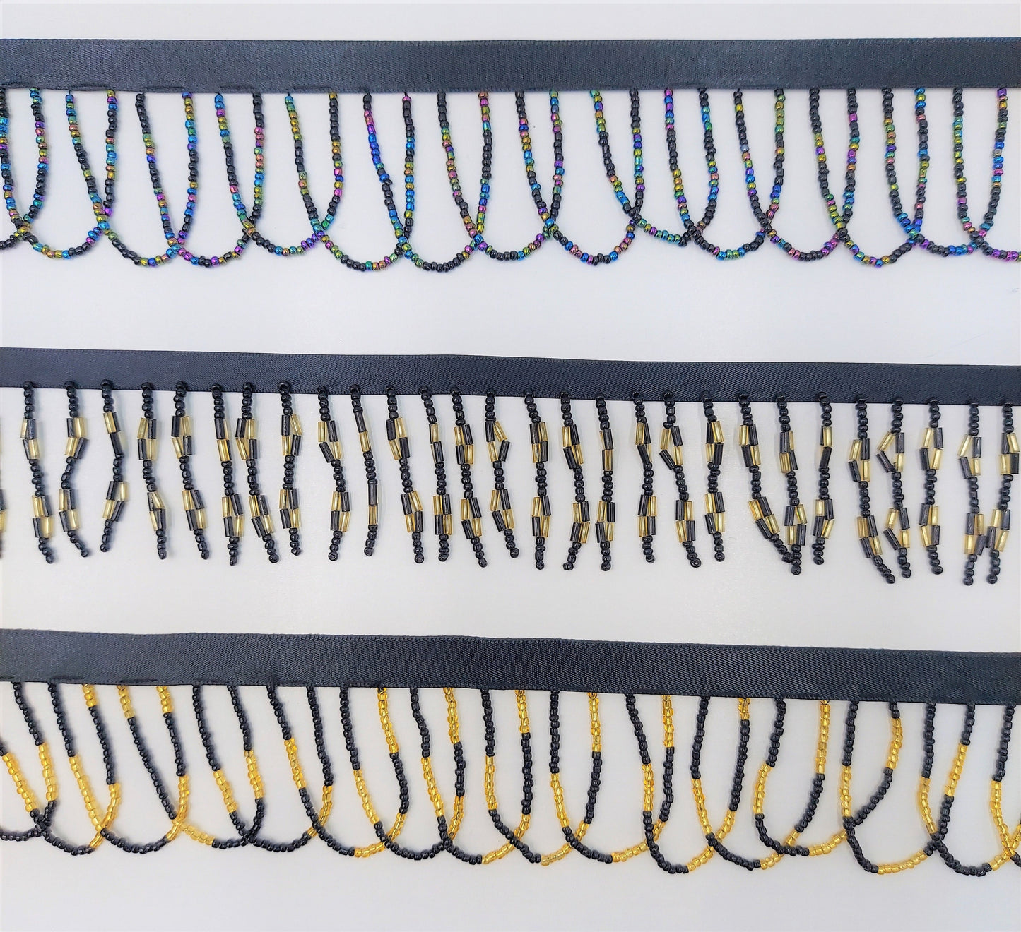 Black and Colored Beaded Curtain Fringes Trims