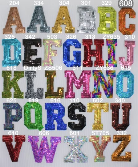 8in Sequin Iron-On Numbers w/ or w/o bordering