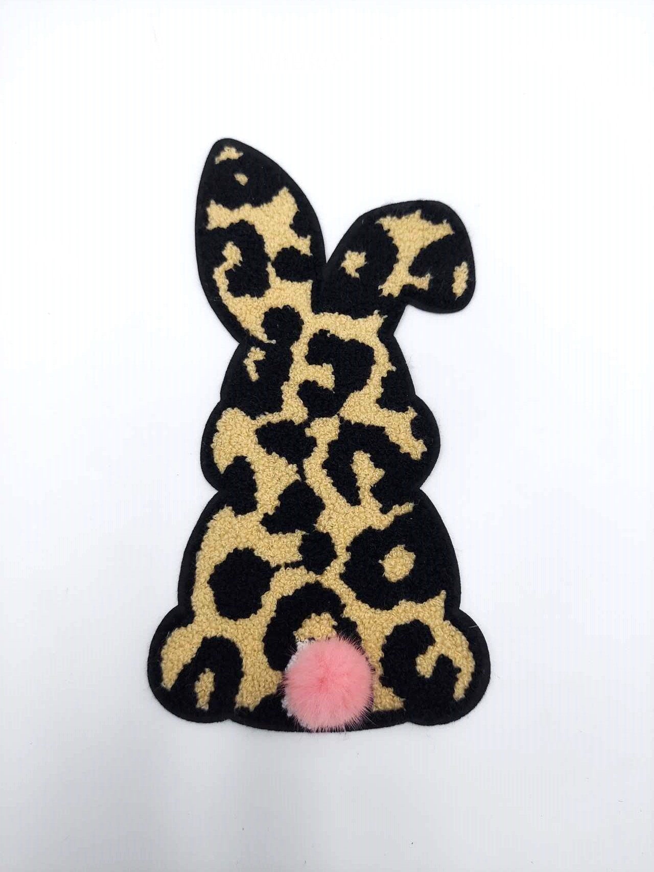 Leopard Print Rabbit Bunny with Pink or White Fluffy Pom Pom Tail - Ships from USA