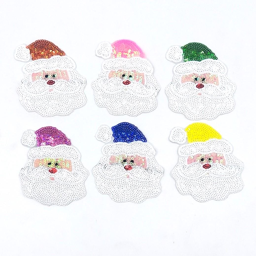 Sequin Santa with Multiple Color Hats Patches - Ships from USA