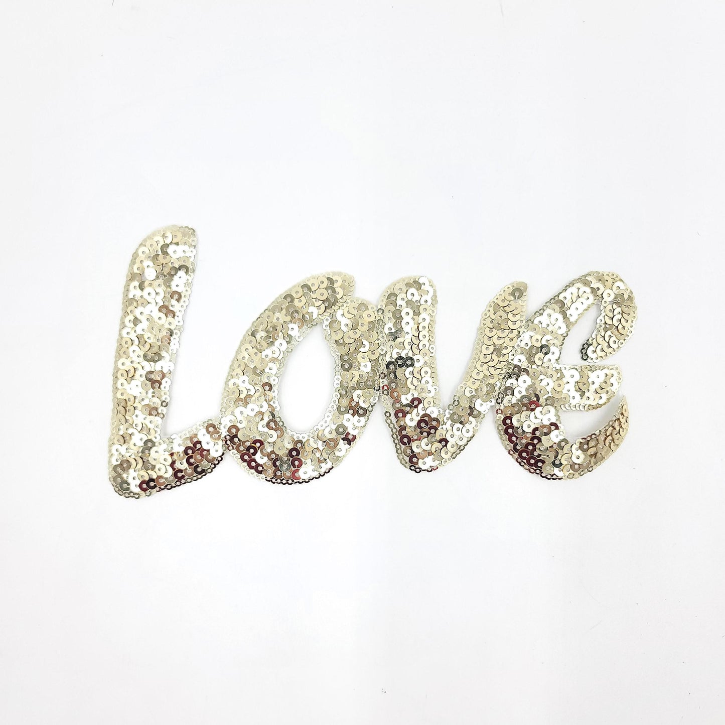 Sequin Love Word Patch Blue, Pink and Gold - Ships from USA