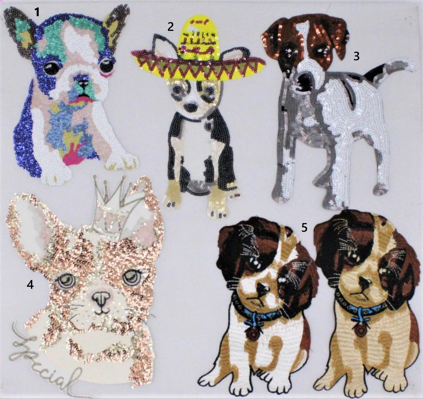 Sequin and Embroidery Chihuahua Sombrero Dog, Boston Terrier, Beagle Patches - Ships from USA