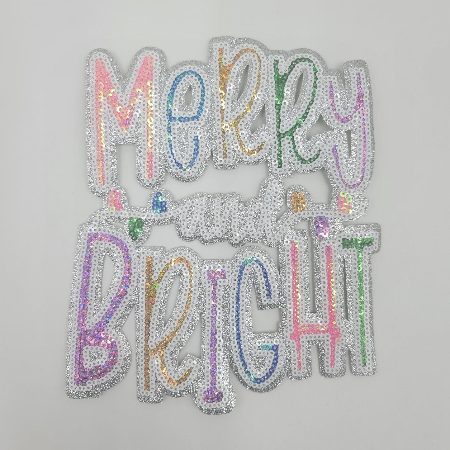 Colorful Silver Outline "Merry and Bright" - Ships from USA