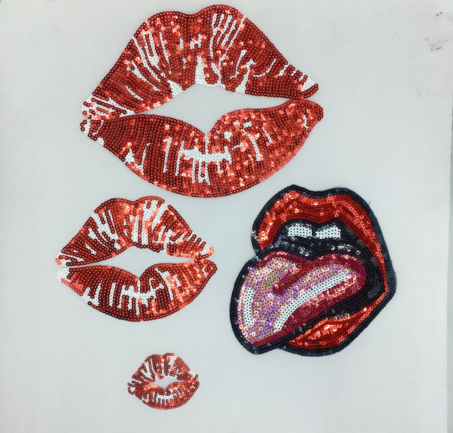 Sequin Red and White Lip Patches - Ships from USA