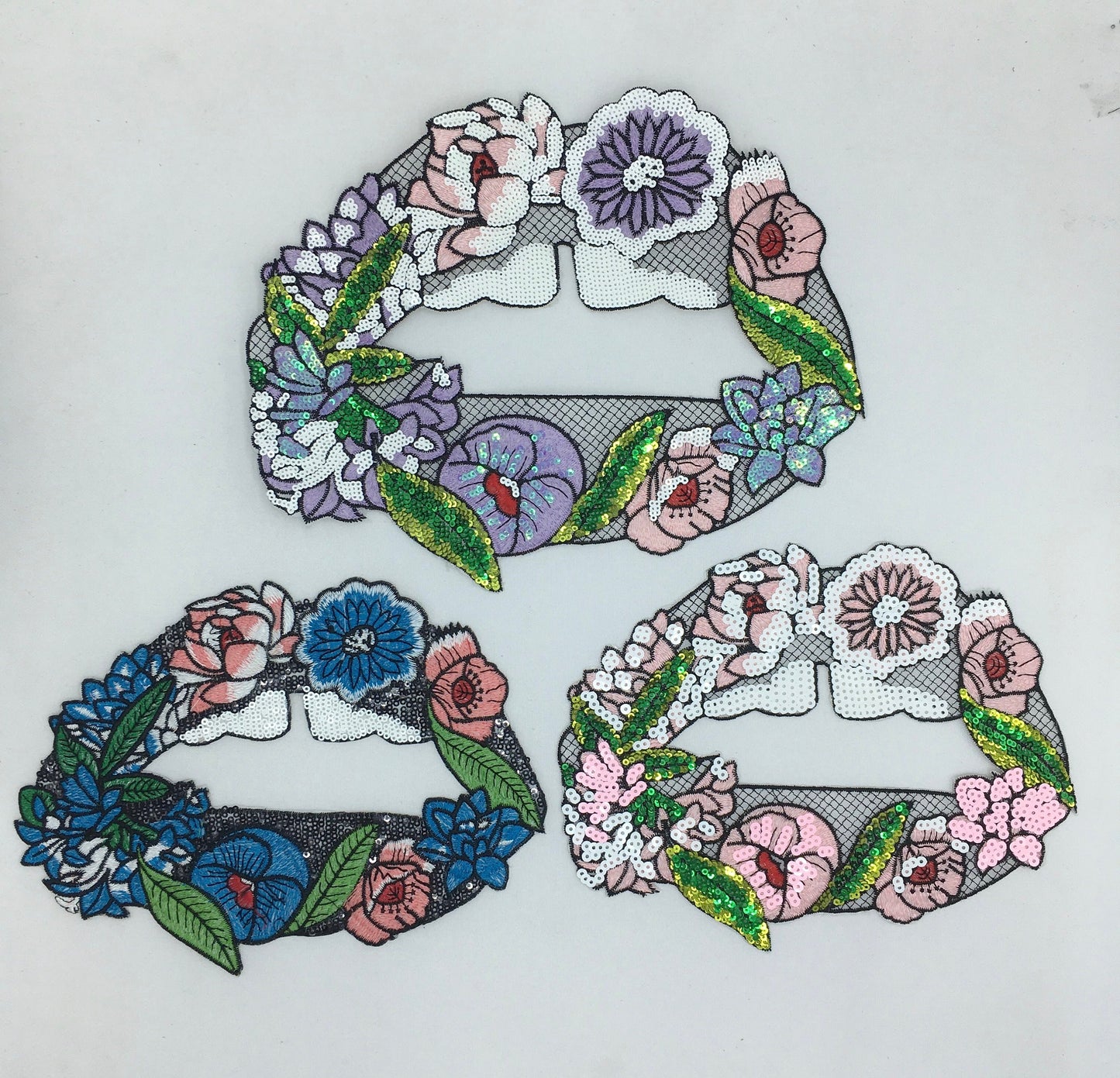 Sequin Blooming Flower Lip Patches - Ships from USA