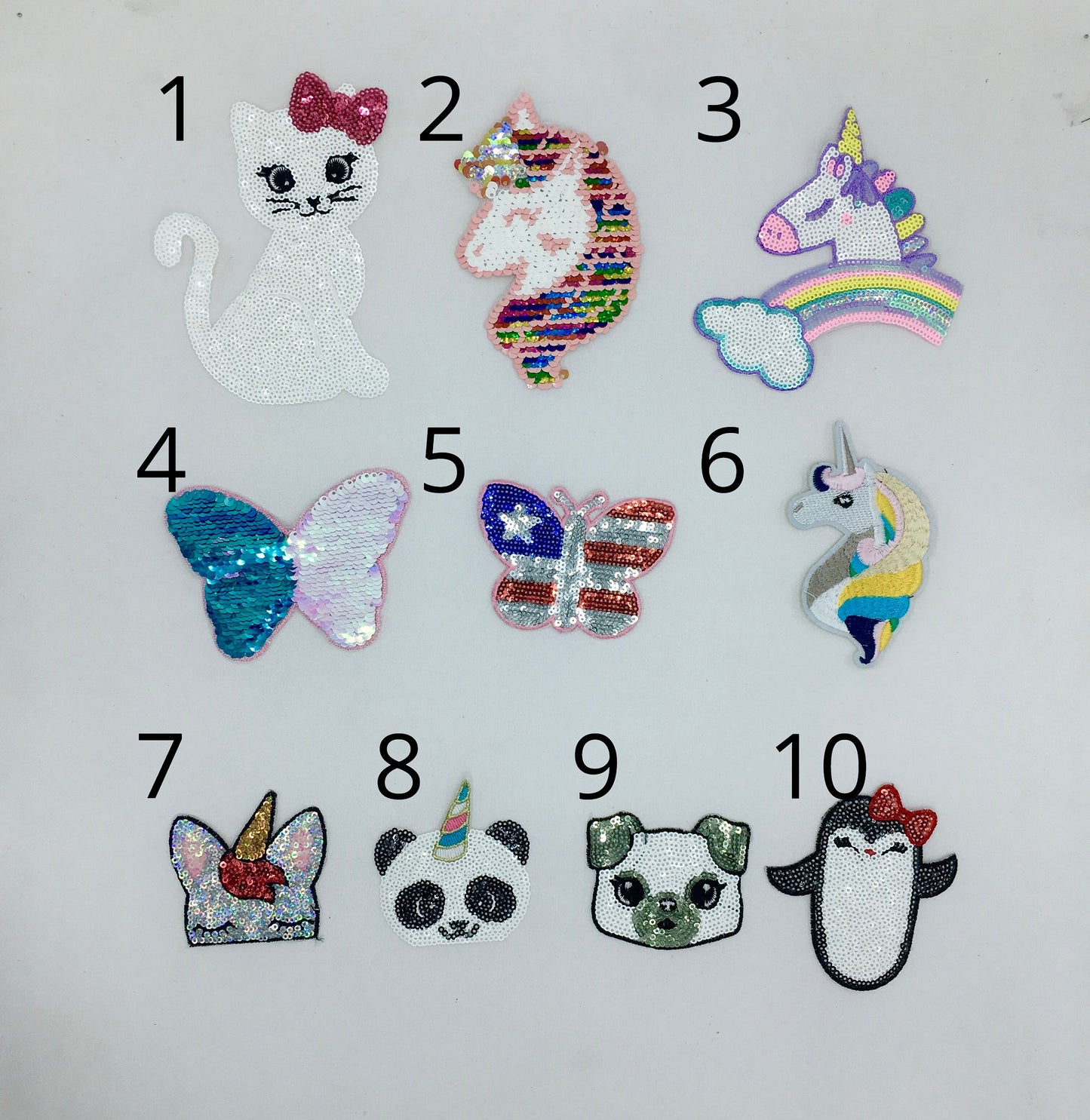 Sequin and Embroidery Cute Animal Mini Patches Set - Ships from USA