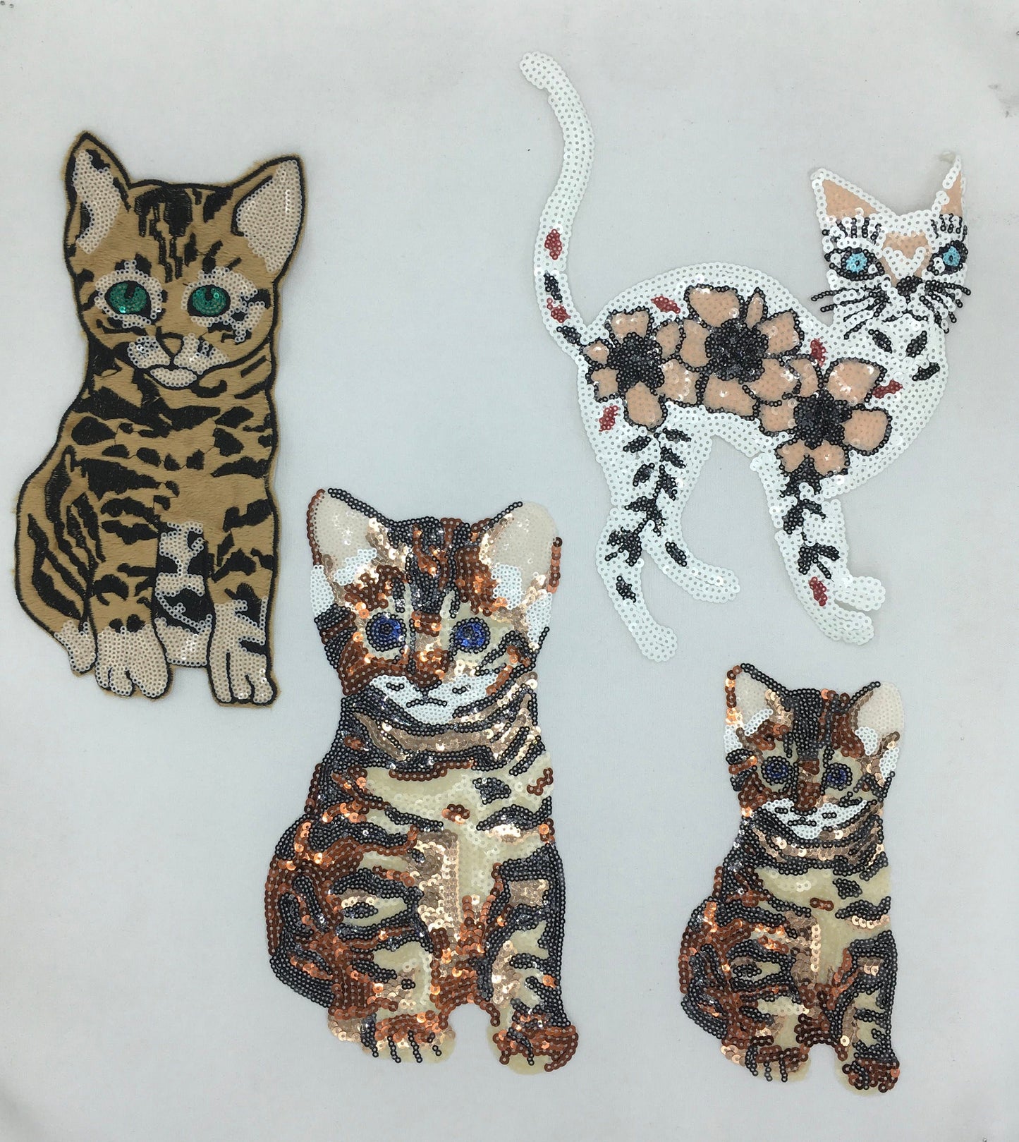 Sequin and Fur Cats and Kitten Patches - Ships from USA