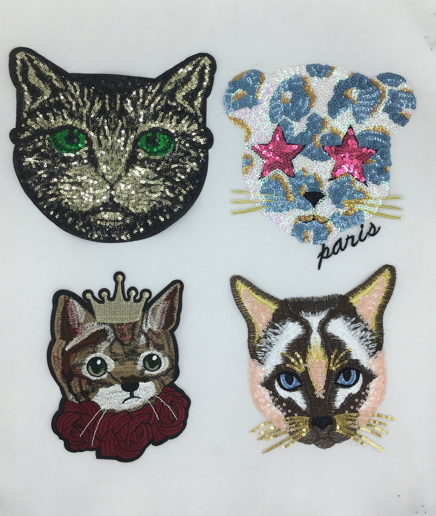 Sequin and Embroidery Cat Patches - Ships from USA