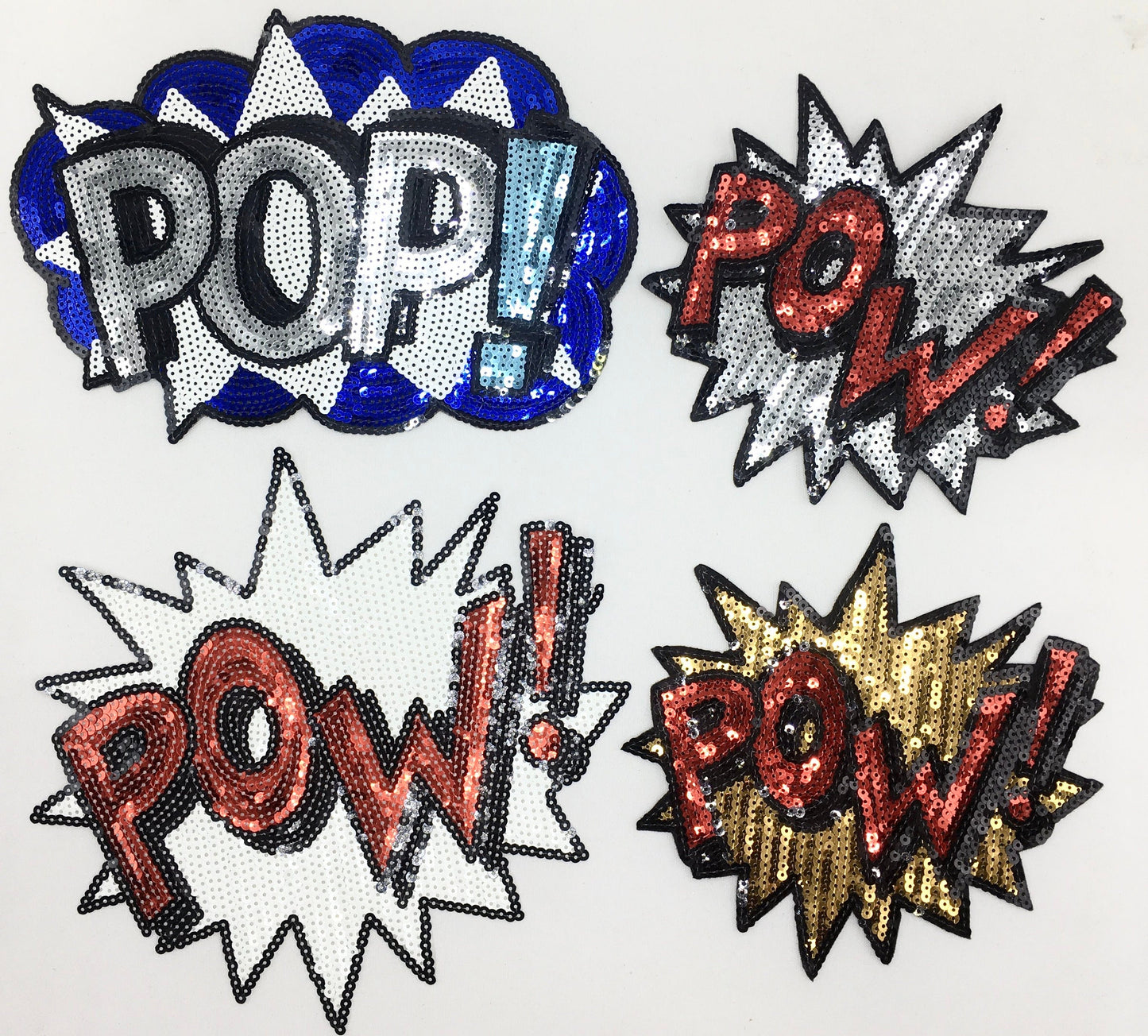 Sequin POW and POP Patches - Ships from USA