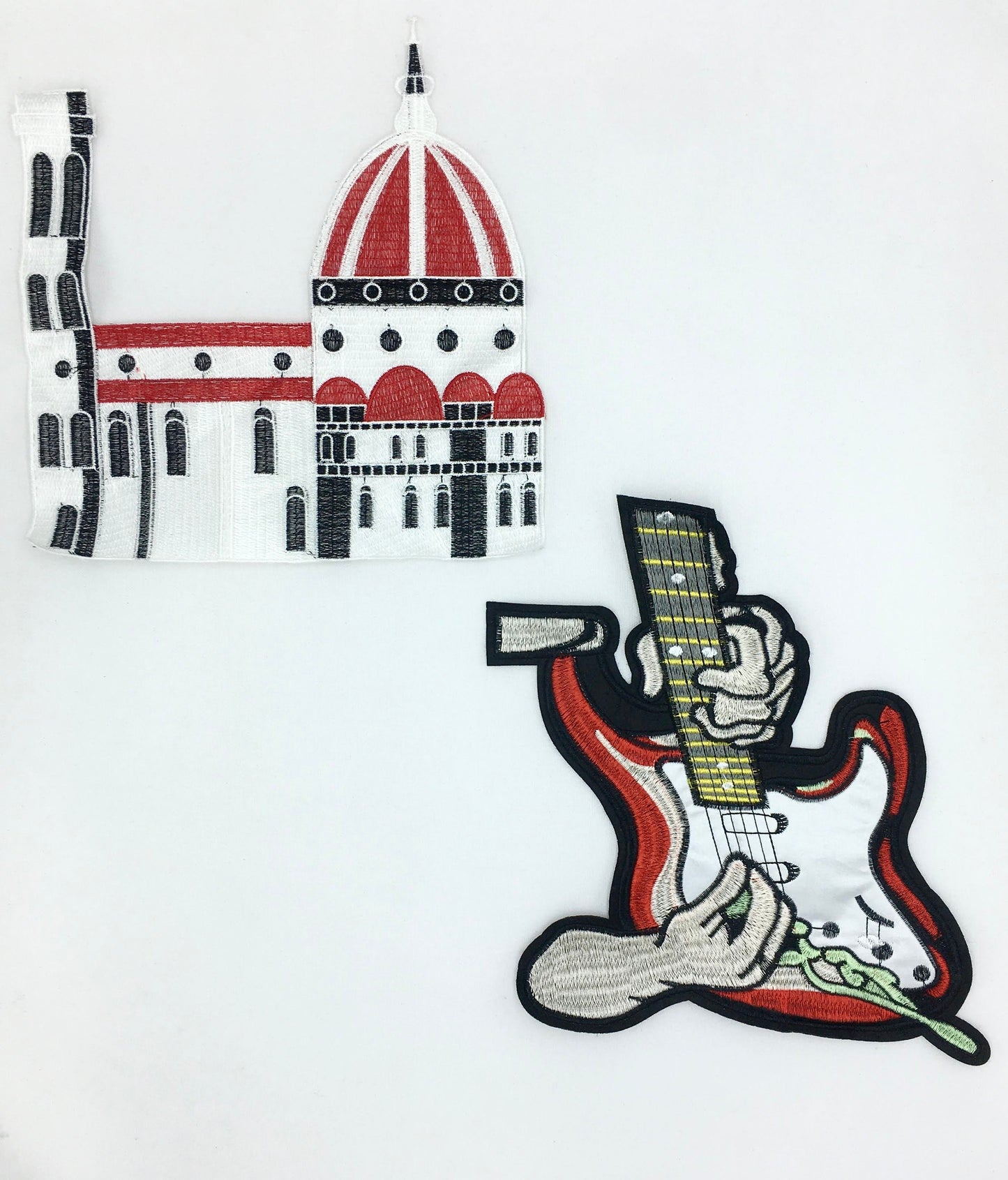 Embroidered Building and Guitar Patches - Ships from USA