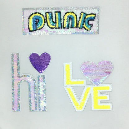 Sequin PUNK, Hi, LOVE Patches - Ships from USA