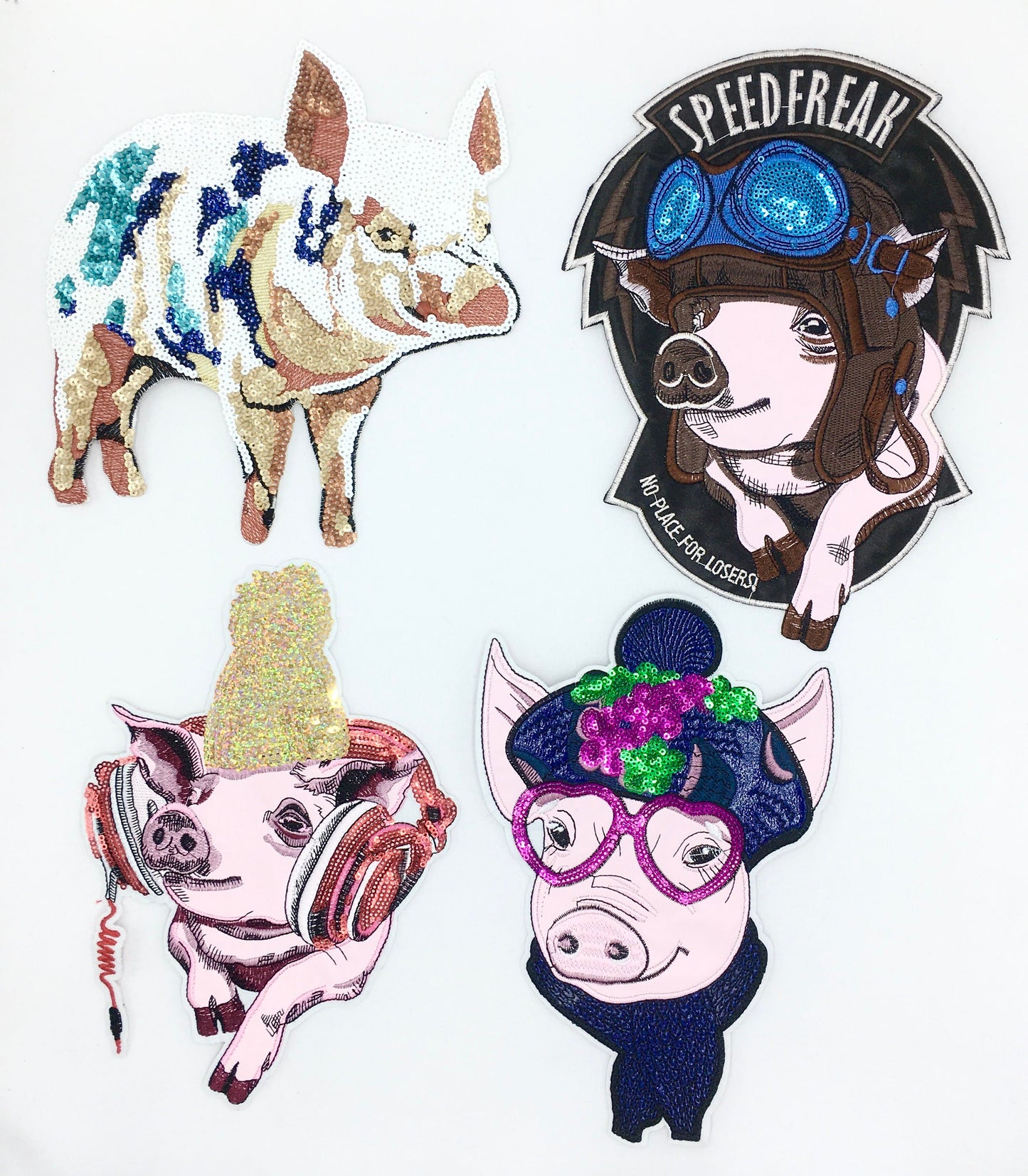 Sequin and Embroidery Fancy Pig Patches - Ships from USA