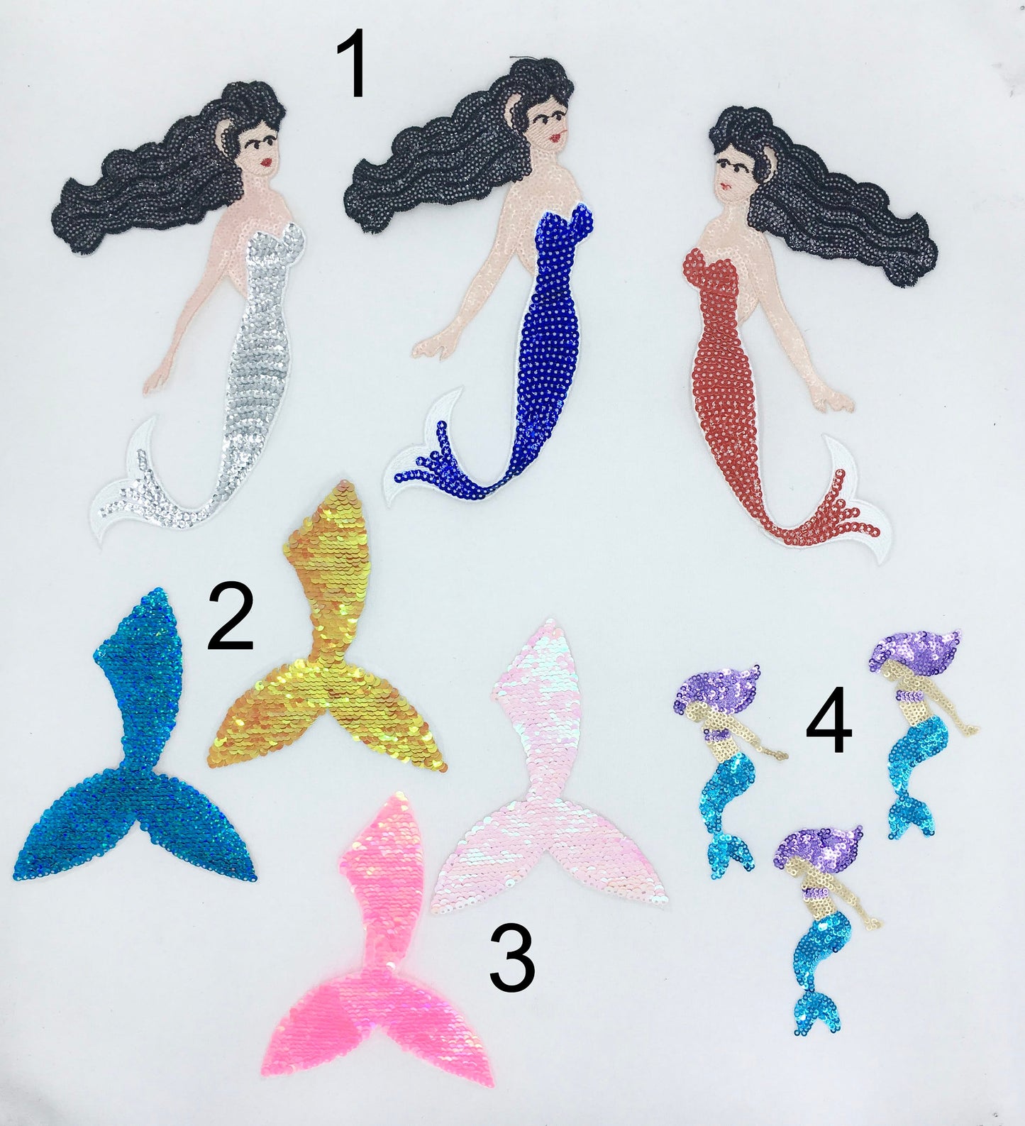 Sequin Mermaid and Mermaid Tail Patches - Ships from USA