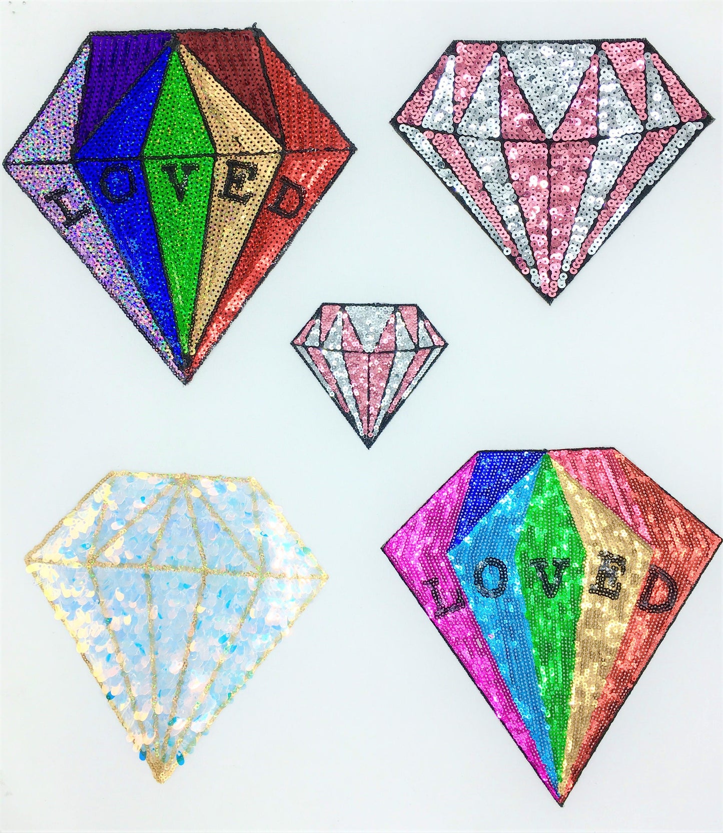 Sequin Colorful Diamonds Patches - Ships from USA