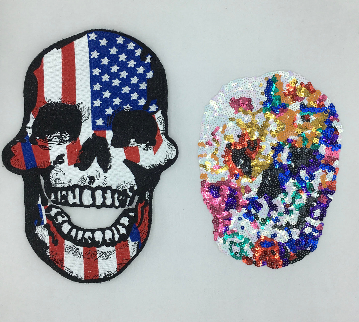 Sequin American and Colorful Skull Patches - Ships from USA
