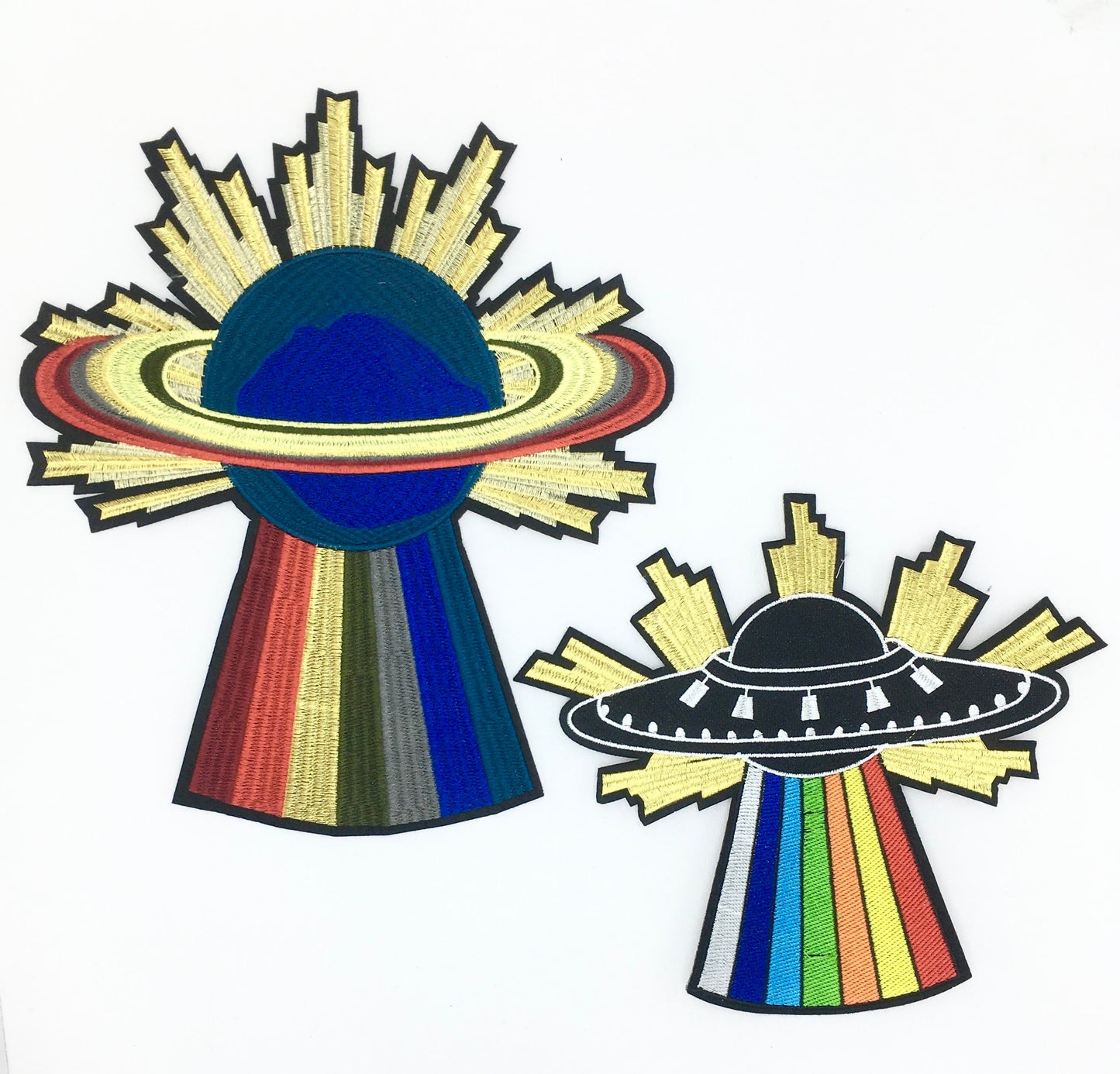 Embroidery Rainbow Planets and UFO Patches - Ships from USA