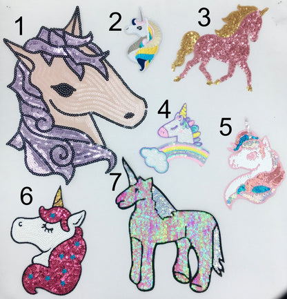 Sequin and Embroidery Pink Unicorn Patches - Ships from USA