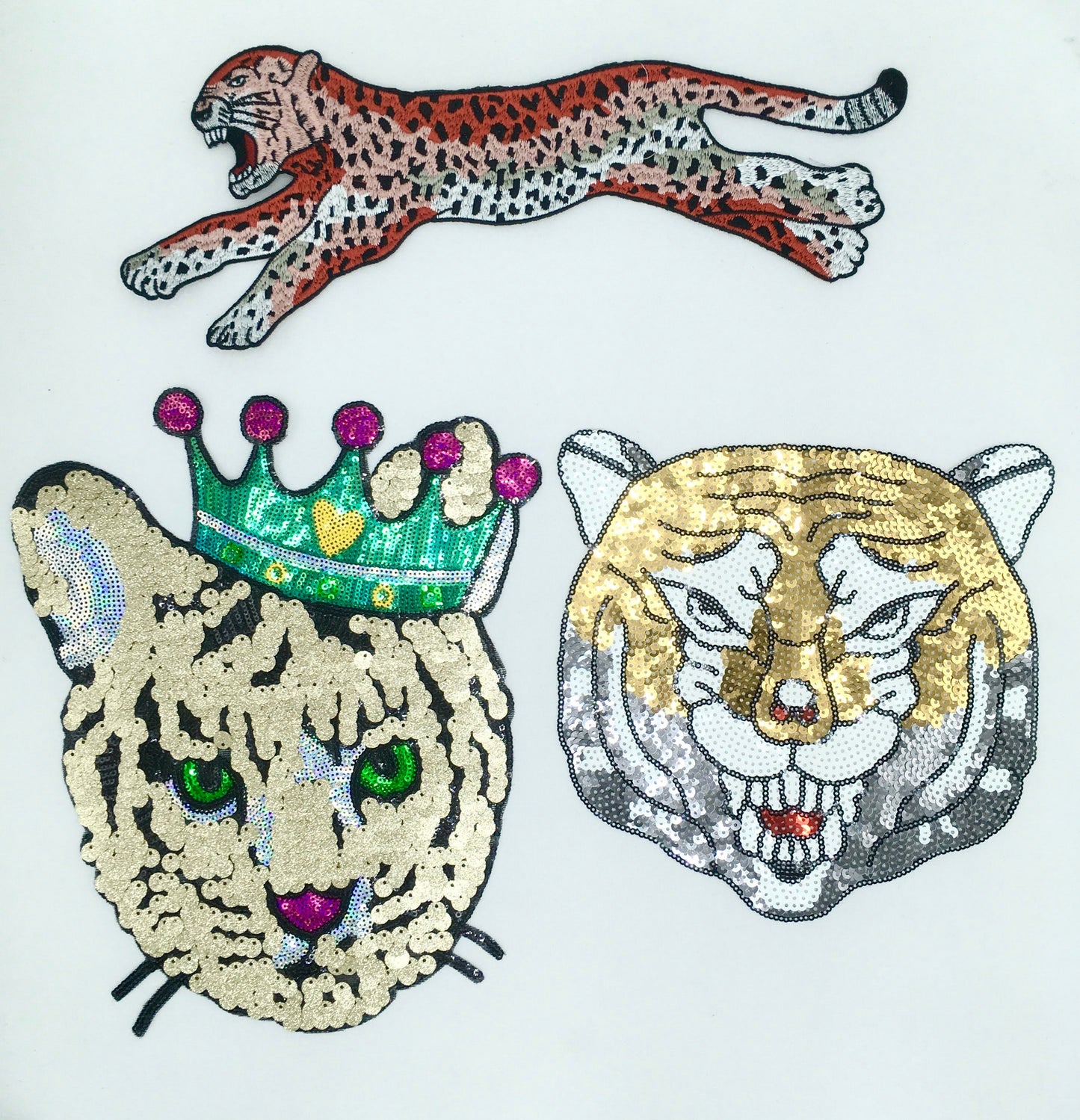 Sequin and Embroidery Fancy Tigers Patches - Ships from USA
