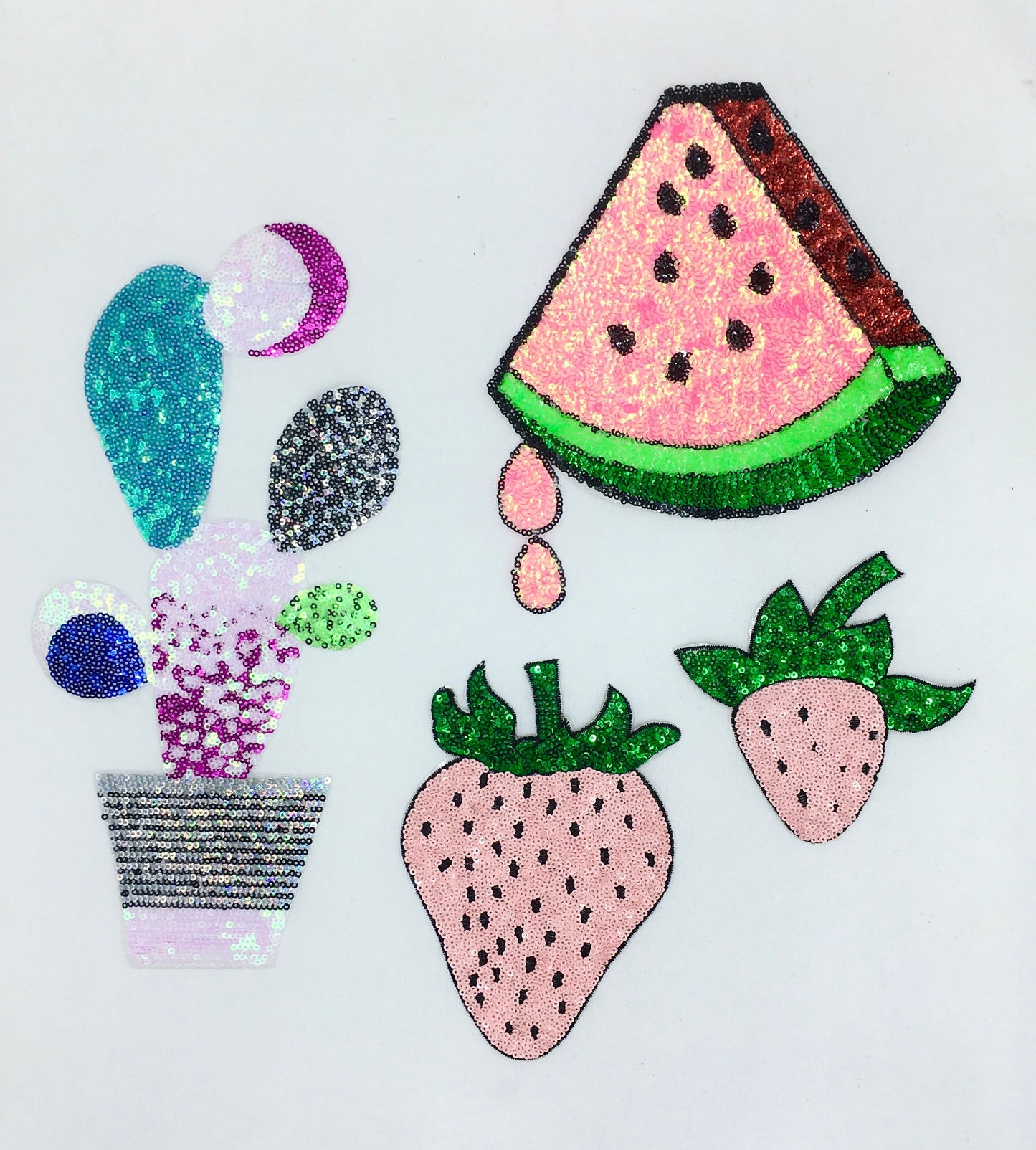 Sequin Colorful Watermelon, Strawberry and Cactus Patches - Ships from USA