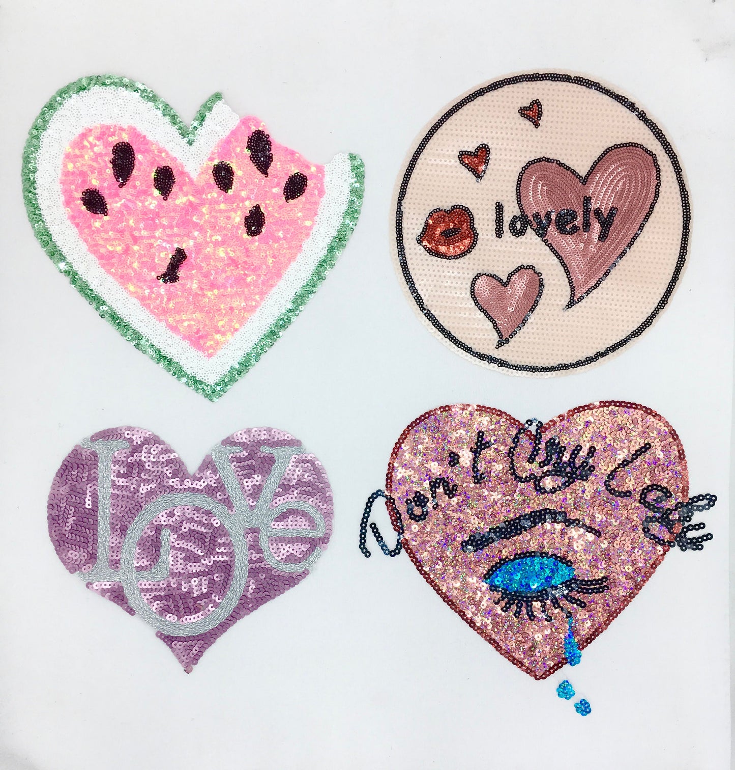 Sequin Hearts and Lovely Patches - Ships from USA