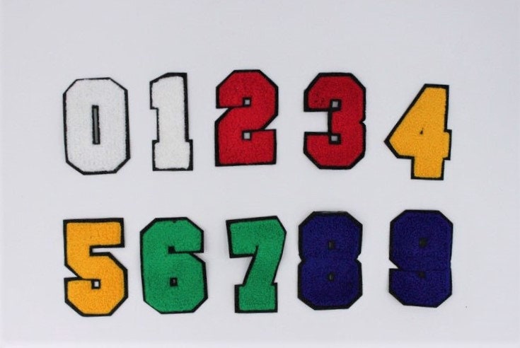 3 inch Chenille Multiple Colors Chenille Letters and Numbers Patches w/ Black Background- Ships from USA