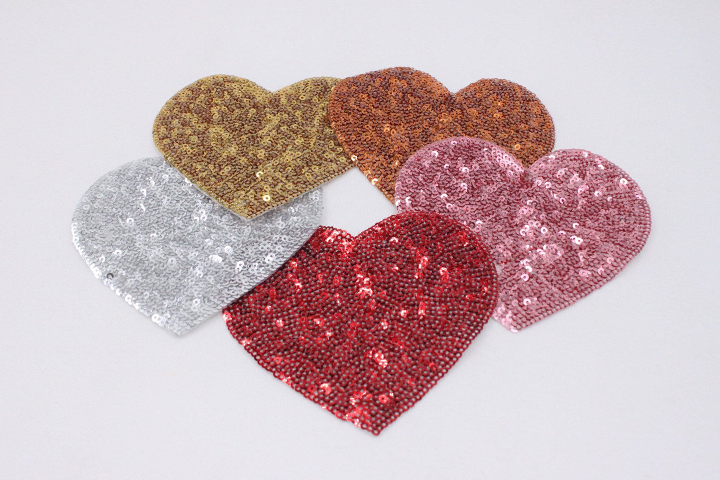 Sequin Sparkly Hearts Patches - Ships from USA