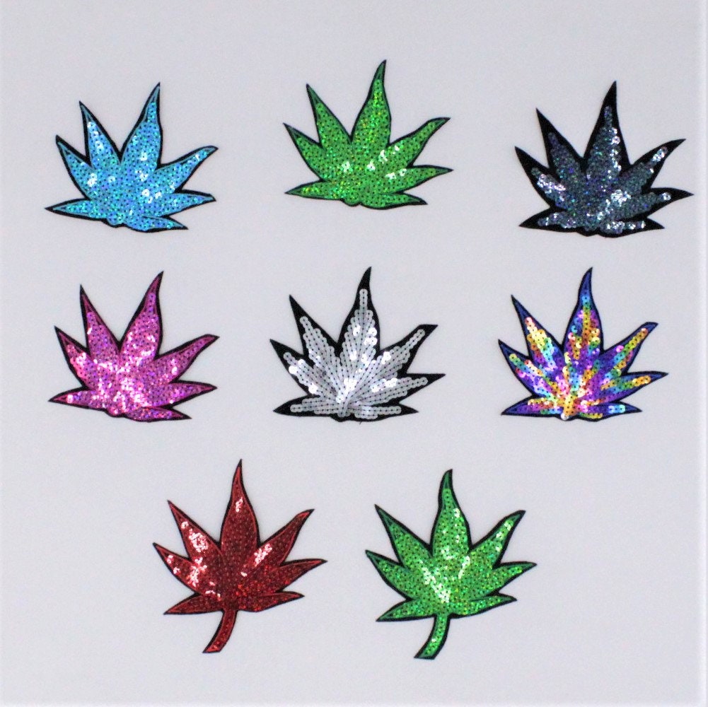 Sequin Marijuana Leaves in Multiple Colors - Ships from USA