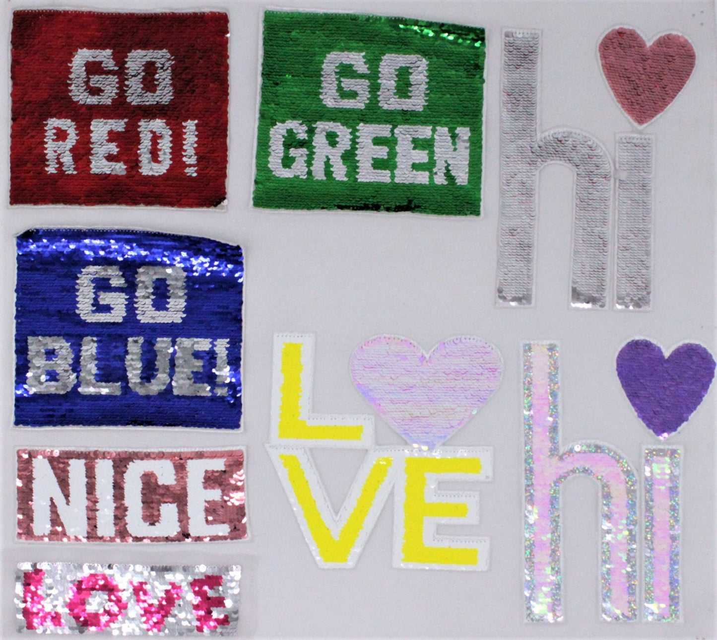 Sequin LOVE, HI, Nice All Flippable Mermaid Sequin Patches - Ships from USA