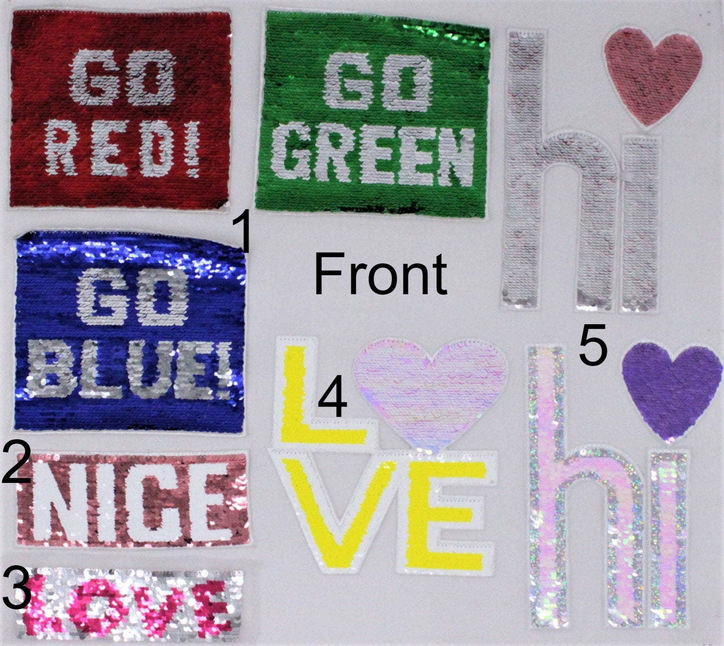 Sequin LOVE, HI, Nice All Flippable Mermaid Sequin Patches - Ships from USA