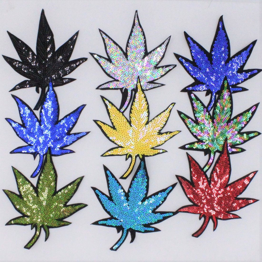 Sequin Marijuana Leaves in Multiple Colors - Ships from USA