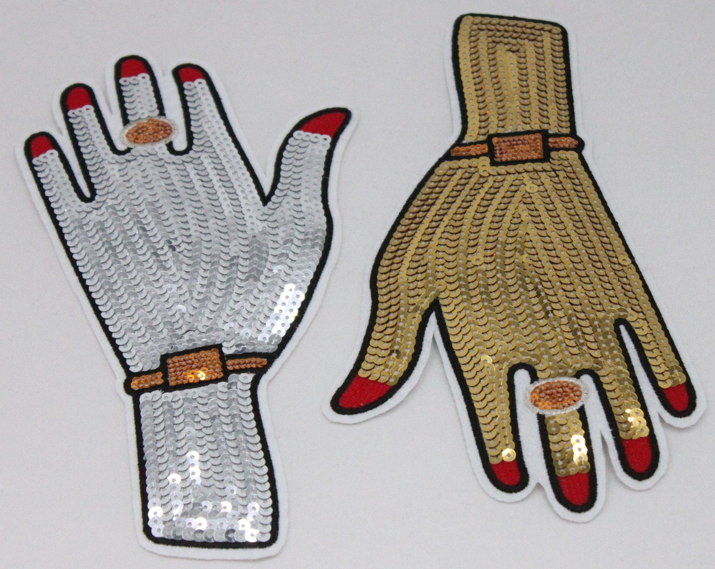 Gold/Silver Adorned Hand: Sequin and Embroidery Patch