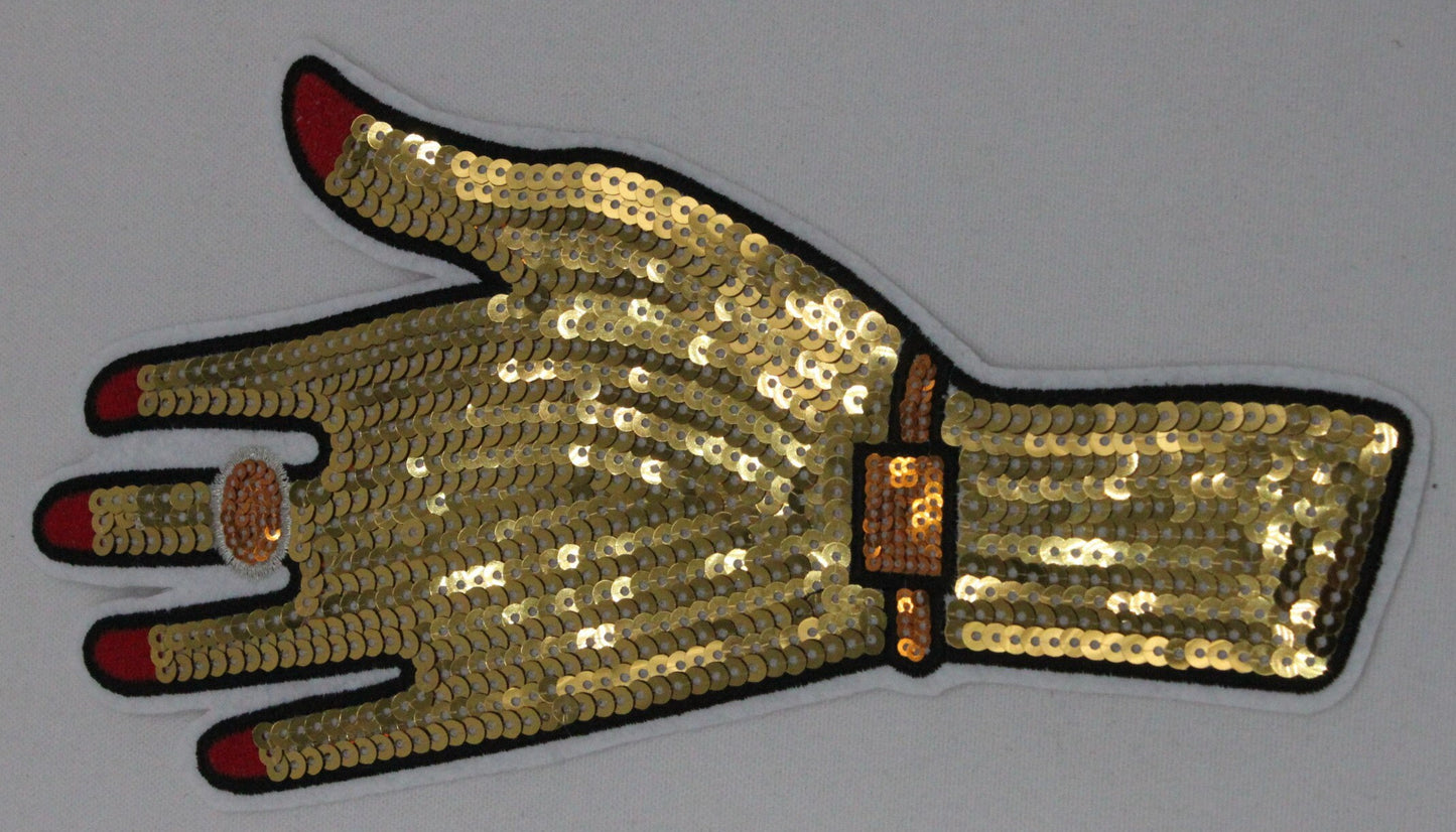 Gold/Silver Adorned Hand: Sequin and Embroidery Patch