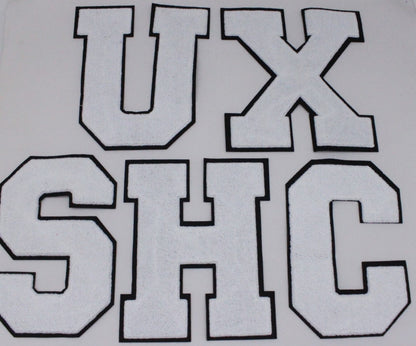 Large 8 Inch Chenille Letters w/ Black Background: Pick Your Letter / Color